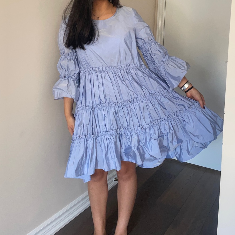 Italian Periwinkle Ruffle Dress